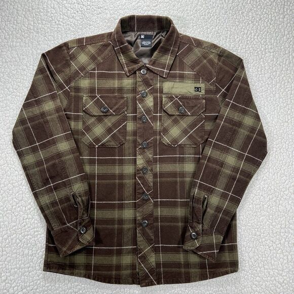 DC Plaid Flannel Shacket Men’s M Brown Green Heavyweight Skate Streetwear Y2K - Picture 1 of 9
